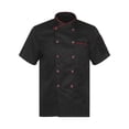 thumbnail image 2 of dPois Men Personalized Chef Coat With Hat Unisex Chef Jacket Kitchen Work Uniform Hotel Restaurant Workwear Black01 XL, 2 of 7