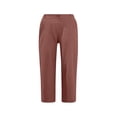 thumbnail image 4 of Timegard Cropped Pants for Women Capris Summer Casual Button Ruffle Elastic Waist Solid Color Lounge Pants, 4 of 4
