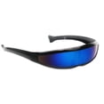 thumbnail image 1 of Space Alien Costume Futuristic Decoration Single Lens Visor Eye Sunglasses Black Frame Blue Mirrored, 1 of 6