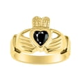 thumbnail image 1 of RYLOS Rings Gold Plated Silver Claddah Love, Loyalty & Friendship Heart 6MM Gem Irish Wedding Band Claddagh Rings October Onyx Jewelry Size 13, 1 of 7