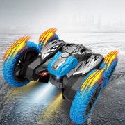 Blue Spray Stunt Car 2.4G Remote Control Dinosaur Car Light Music Dance Double Side Roll Car Rc Car