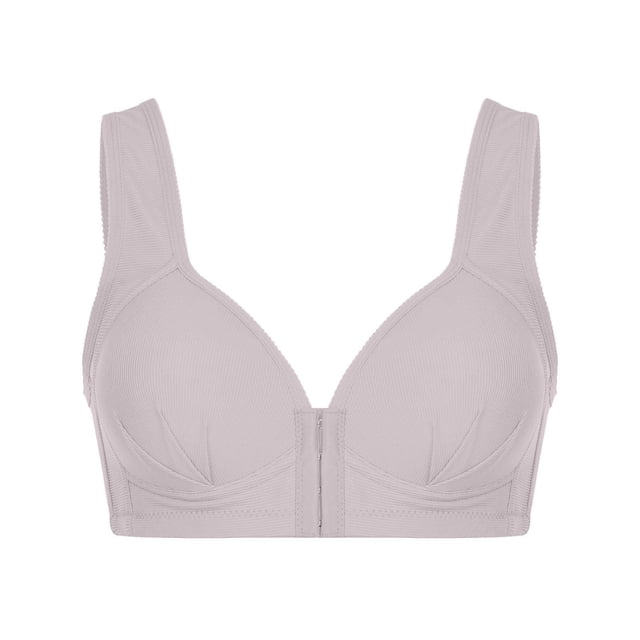 AherBiu Plus Size Bras for Women No Underwire Padded Front Closure Bras Solid Color Full Coverage Comfort Soft Bralette