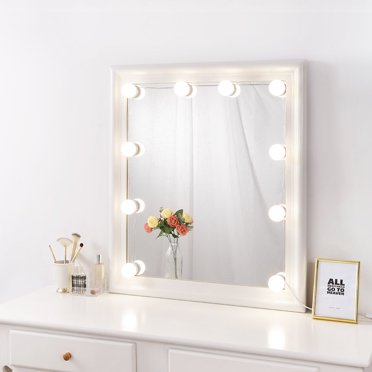 DIY Hollywood Lighted Makeup Vanity Mirror with Dimmable Lights, Stick on LED Mirror Light Kit for Vanity Set, Plug in Makeup Light for Bathroom Wall Mirror, (Light Bulb Only)