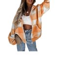 thumbnail image 1 of Veste à Capuche Décontractée pour Femmes à Manches Longues avec Fermeture Éclair, Imprimé à Carreaux, Poches, Chandail en Molleton d'Automne, 1 of 7