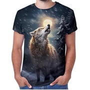 Graphic Wolf Design T Shirt for Everyday Casual Wear and Outdoor Adventures - Comfortable Stylish Men's Tee for All Seasons