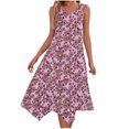 thumbnail image 2 of Ovzne Robes pour Femmes 2025 Robe Femme Imprimé Sans Manches Poche Ourlet Irrégulier Col Rond Robe Robe d'Été Imprimée Liquidation, 2 of 5