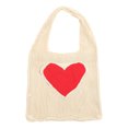 thumbnail image 1 of Reusable Grocery Shopping Bag Mesh Heart Pattern Knit Tote Bag Vegetable Fruit Bag, 1 of 6