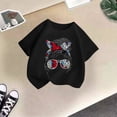 thumbnail image 5 of LUOGENLI T-Shirt pour Filles Enfant Filles Mignon Imprimé Graphique Col Rond Manche Courte Tee Été Décontracté T-Shirt Chandails pour Filles Tendance Été Court Noir 11-12 Ans, 5 of 5