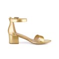 thumbnail image 3 of BLISSFUL STEP Women's Shoes Open Toe Block Heel Ankle Strap Sandals Gold 8, 3 of 7