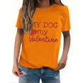 thumbnail image 2 of Tittly T-Shirts pour Femmes T-Shirts Graphiques Saint-Valentin Mon Chien Est Mon Valentin Imprimé Chandail Décontracté Imprimé Col Rond T-Shirt Chandail pour Femme T-Shirt T-Shirts Chemises Hauts pour Femmes Orange TTG, 2 of 8
