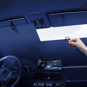 LSLJS Pare-soleil Pare-Brise Rétractable pour Voiture, Grand Pare-Soleil Protecteur Bloque les Rayons pour Garder Votre Véhicule au Frais, Pare-Soleil Auto s'Adapte à la Fenêtre avant de Divers Modèles, Pare-Soleil
