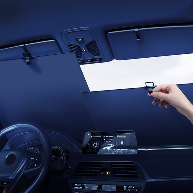 LSLJS Retractable Windshield Sun Shade for Car, Large Sun Visor Protector Blocks Rays To Keep Your Vehicle Cool, Auto Sunshade Fits Front Window Of Various Models, Sun Shade