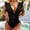 Black, variant on Dvkptbk Swimwear Women Cover Ups for Swimwear Women Women's Solid Color Sexy Ruffled Backless Chest Pad Swimsuit Beachwear Set