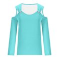 thumbnail image 4 of Yuyuzo Womens Tunic Tops Cold Shoulder Long Sleeve Shirts Loose Solid Color Lightweight Tee Tops, 4 of 5