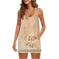 thumbnail image 1 of Femmes Été Sans Manches Mini Robe V Cou Spaghetti Sangle Robe de Soleil Athlétique Robe Courte avec Poches, 1 of 5