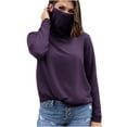 thumbnail image 3 of BiZtdJrK Womens Long Sleeve Rash Guard Hiking Tops with Mask Summer Lightweight Beach Sun Protection Shirts Vacation Outfits Purple XXL Fall Savings, 3 of 6