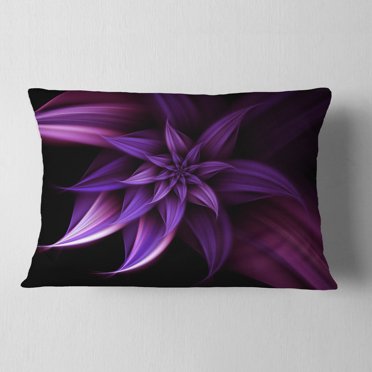 Fractal Flower Purple - Floral Throw Pillow - 12x20