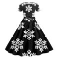 thumbnail image 1 of Pisexur Robe à Manches Courtes à Col Rond Mode Femme Décontractée de Noël Imprimée Robe à Manches Courtes à Col Rond Longueur Genou Robe Femme en Liquidation, 1 of 3