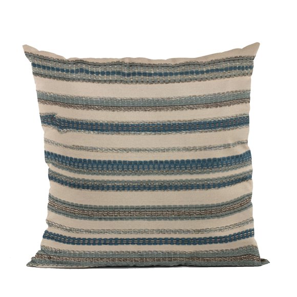 Plutus Marques Bleu Plutus Lane's Rayé Coussin Décoratif de Luxe 18 Po x 18 Po, Double Face 18 Pouces x 18 Pouces