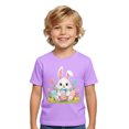 thumbnail image 1 of MIASHUI T-Shirts Graphiques de Pâques pour Garçons Manches Courtes Décontractées Douces Hauts Colorés pour Enfants Violet, 1-2 Ans, 1 of 4