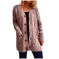thumbnail image 1 of MeetoTime Women's Cable Knit Cardigan Fall Long Sleeve Open Front Button Down Sweater Knitwear Coat, 1 of 6