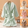 thumbnail image 5 of 3-10 Years Boys Girls Fleece Robe Hooded Soft Warm Bathrobe Sleepwear For Kids Coffee B, 5 of 5