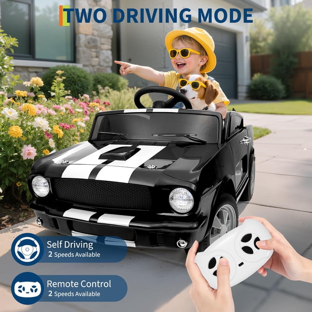BeesClover Ride on Car for Toddler, 12v Licensed Shelby Ride on Toy Cars,with Parent Remote Control, Soft Start, Bluetooth,Battery Powered Kids Electric Vehicle for Boys Girls Birthday Gift