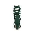 thumbnail image 3 of BLISSFUL STEP Women's Sandals Solid Color Mid Block Heels Lace up Sandals Green 8, 3 of 8