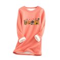 thumbnail image 2 of Hauts pour Femmes Col Rond avec Poche Épaissi en Peluche Chaud Manches Longues Hauts d'Automne pour Femmes 2023 Tendance en Liquidation, 2 of 5