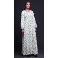 thumbnail image 2 of Bimba Robe Maxi à Manches Longues pour Femmes en Georgette Mousse Imprimée Sirène et Étoile de Mer Océan, Taille Élastique - X-Grand, 2 of 5