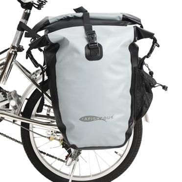 AFISHTOUR Sacoches de Vélo Imperméables, Sacs de Vélo 50 L pour Porte-Bagages Arrière de Bicyclette, Sacs de Selle de Bicyclette pour l'Épicerie (Gris, 1 Paire)