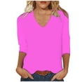 thumbnail image 3 of WRKEKC Chemises à Manches Longues pour Femmes, Hauts à Manches Longues pour Femmes, Haut/chemise à Col Rond à Manches Trois-Quarts Ample et Décontracté Uni pour Femmes, 3 of 6