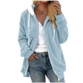 thumbnail image 2 of cllios Womens Winter Fuzzy Fleece Jacket Hooded Color Block Patchwork Cardigan Coats Oversized Fluffy Sherpa Outerwear with Pockets, 2 of 5
