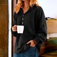 thumbnail image 1 of Women Fall Winter Solid Color V-Neck Button Crop Workout Long Sleeve Sexy Hoodied Tops Pullover Blouse, 1 of 9
