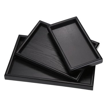 WALFRONT Plateau de Service en Bois Massif de Forme Rectangulaire pour Thé Café Collation Nourriture Repas, Plateaux de Restaurant, Plateau de Service pour Thé, Plateau à Thé en Bois