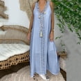 thumbnail image 1 of Fankiway Robe Longue Maxi pour Femmes Grande Taille à Col en V Sans Manches de Plage Ample en Dentelle Patchwork Robe Maxi Robes d'Été de Plage pour Femmes Grande Taille Robes pour Femmes, 1 of 7
