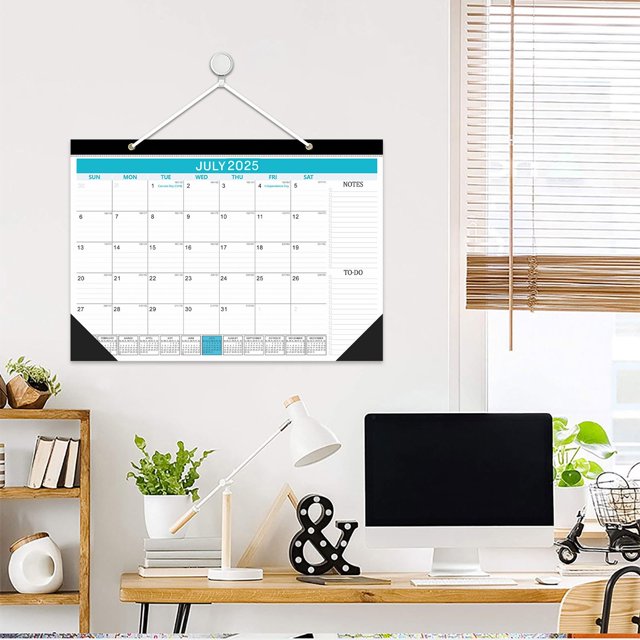 Chmadoxn Calendriers Calendrier 2025 Version Anglaise Compte à Rebours de 18 Mois Calendrier de Bureau en Anglais Calendrier de Bureau