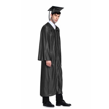 TOPTIE Adult Unisex Graduation Gown Cap with Tassel 2025 for High School and Bachelor-Black-42