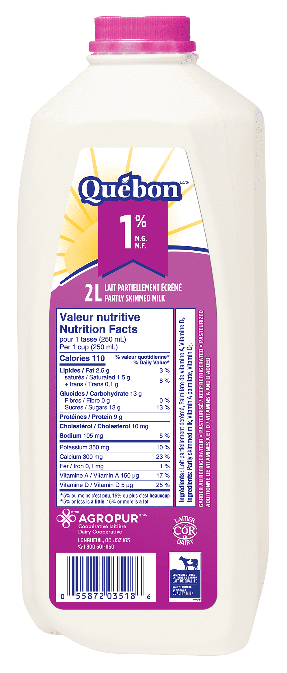 Québon Partly Skimmed 1% Milk 2L