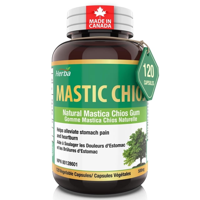 Herba Capsules de Gomme Masticée 500 Mg - 120 Capsules / Fabriqué au Canada