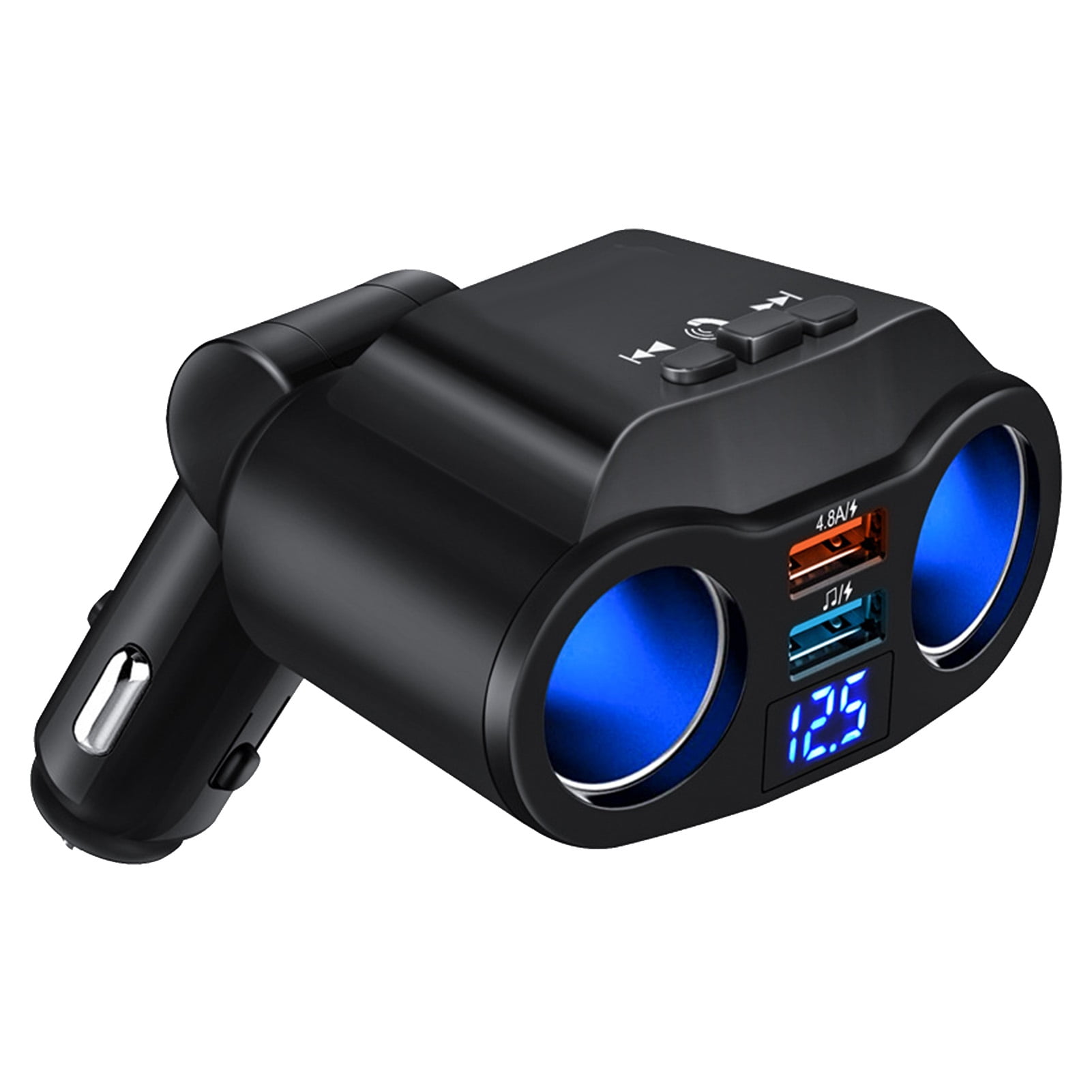 Bluetooth 2 Socket  Splitter Multifunction Car Charger Adapter with Dual USB Port
