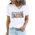 thumbnail image 2 of EGNMCR T-shirt de Pâques Chemises pour Femmes Imprimé de Pâques T-shirt à Col Rond pour Femmes Mode et Confortable Haut de Chemise pour Femmes Haut/chemise à Manches Courtes à Col Rond T-shirt pour Femmes, 2 of 7