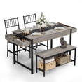 thumbnail image 3 of Space-Saving Dining Table Set for 4 – Rectangular Kitchen Table with 2 Chairs, 1 Bench, Double-Sided Storage Drawers & Rack – Farmhouse Breakfast Nook Furniture for Dining Room or Kitchen – Grey, 3 of 7