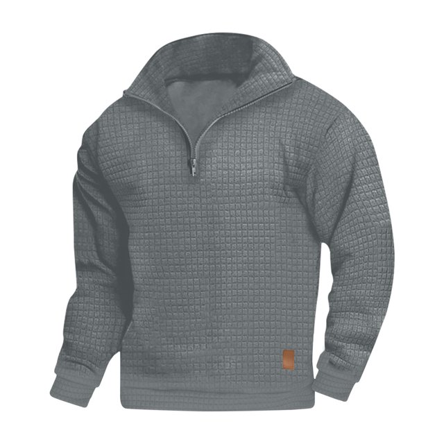 XZNGL Man Casual Solid Pullover Fashion Long Sleeve Stand Collar Zipper Blouse