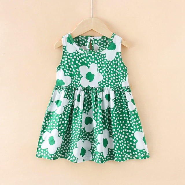 Robes d'Été pour Tout-Petites Fille Robe Chic Robes Trapèze pour Fille Robe Sans Manches à Fleurs Robe de Mariage pour Filles