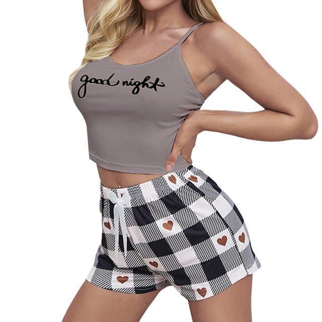 B91xZ Ensemble de Pyjama Ultra-Doux pour Femmes Ensemble de Pyjama Deux Pièces Boutonné, Gris L