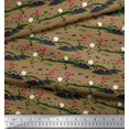 thumbnail image 2 of Soimoi Moss Georgette Fabric Insect,Leaves & Floral Artistic Print Fabric by Yard 42 Inch Wide, 2 of 3