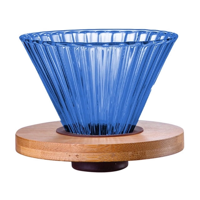 Tasses à Café en Verre Filtre à Café Café Tasse à Filtre en Verre Coloré Tasse Portable en Verre pour Café Infusé à la Main Goutte à Goutte Filtre Réutilisable Base en Bois Amovible Tasse à Café Transparente