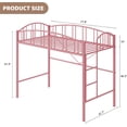 thumbnail image 3 of Ourlova Loft Bed Twin Size with Ladder and Arched Guardrail, Heavy Duty Metal Frame Sturdy Steel Slats Support, Small Space Saving Design, Pink, No Box Spring Needed, 3 of 8