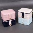 thumbnail image 2 of Leather Jewelry Display Box Organizer Multi Grids Ring Earrings Ear Studs Jewelries Case Storage Holder Containers Women White, 2 of 6